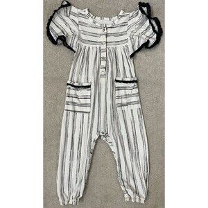 Jessica Simpson Baby  24M Cream/Black Short Flutter Sleeve Pocket Jumpsuit